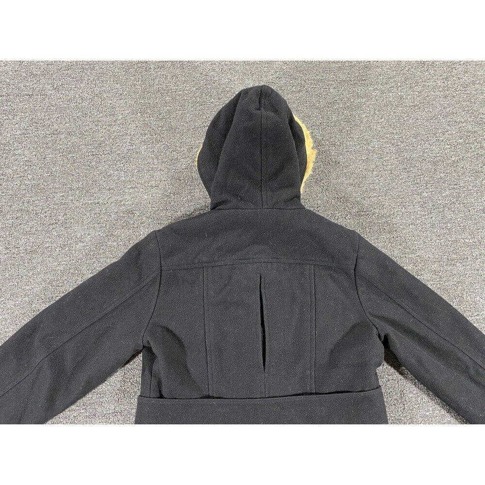 American Eagle Jacket Black Hooded Wool Blend Parka Quilted Liner Womens Medium - Picture 11 of 11